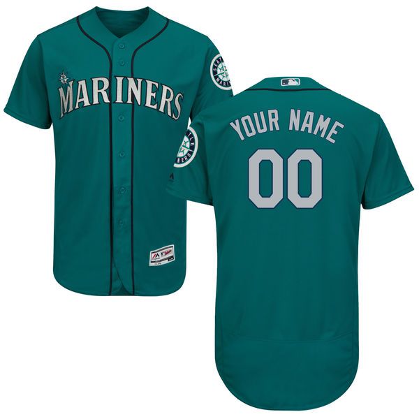 Men Seattle Mariners Majestic Alternate Green Flex Base Authentic Collection Custom MLB Jersey